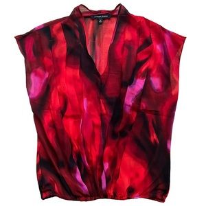 Cynthia Steffe sheer red/black/pink sleeveless top (Size M)